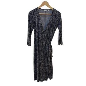 Ripe Maternity Black Print Wrap Dress Womens Medium Made in Australia 3/4 Sleeve